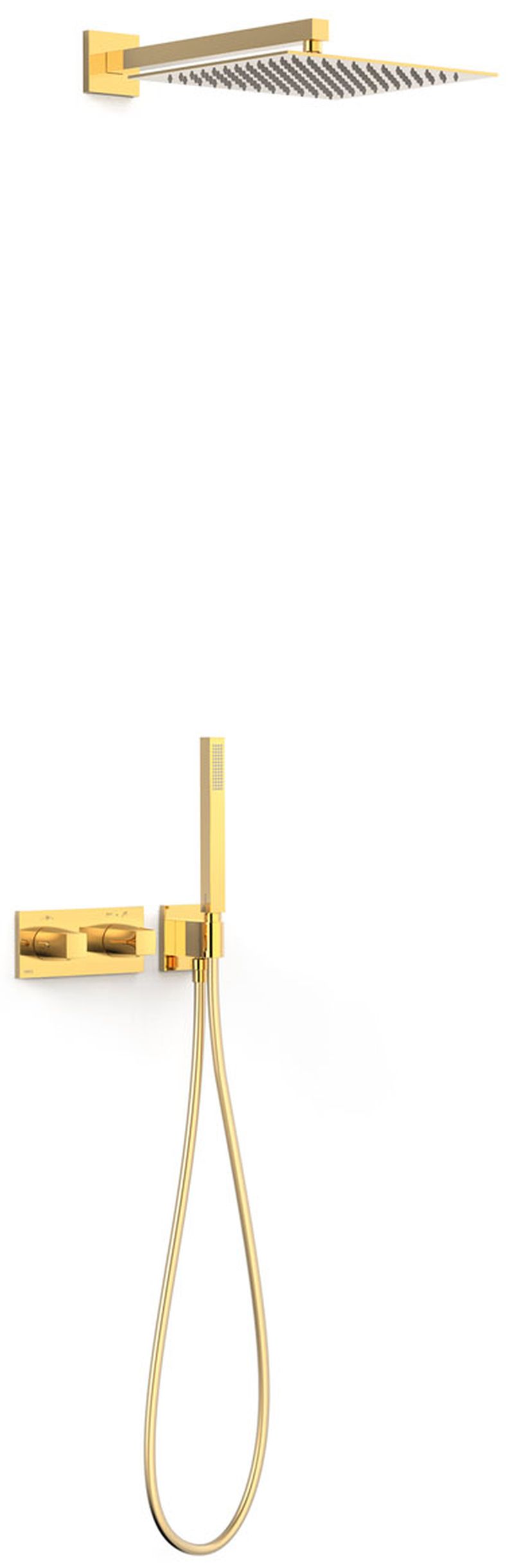 Tres B-System Duschset Unterputz mit Thermostat mit Regenbrause gold 30725204OR
