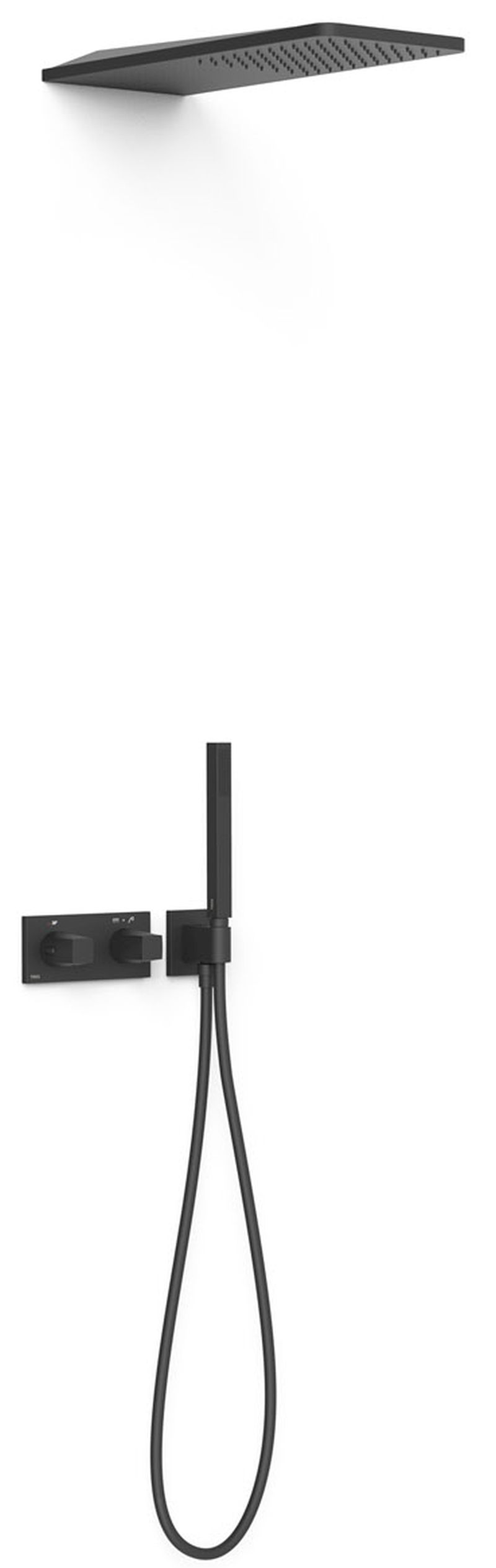 Tres B-System Duschset Unterputz mit Thermostat mit Regenbrause schwarz 30725205NM