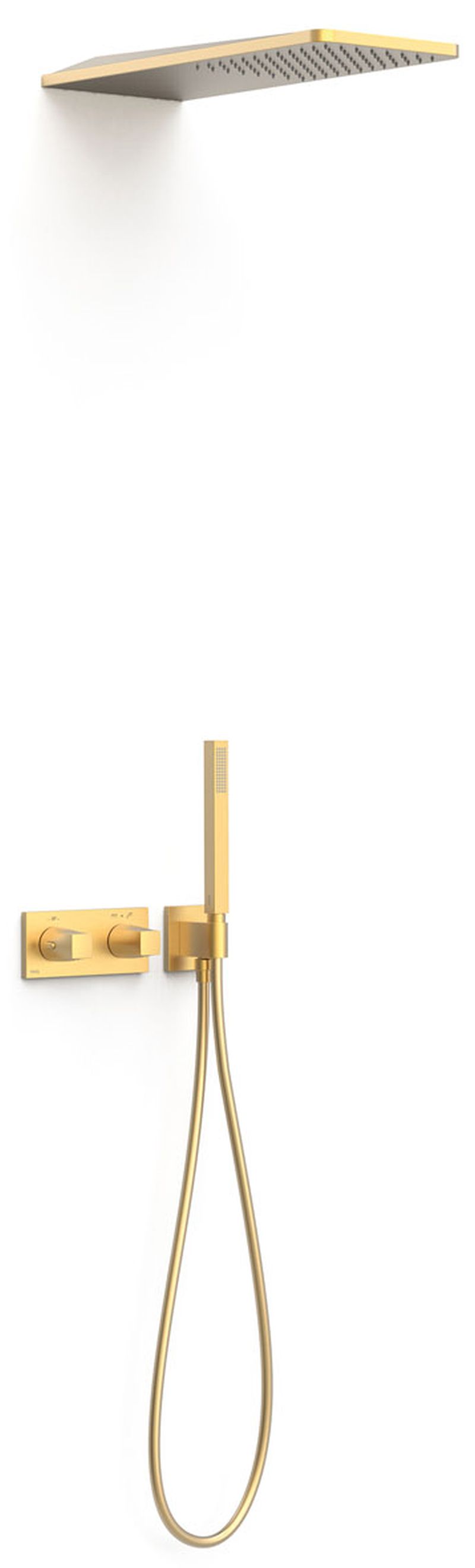 Tres B-System Duschset Unterputz mit Thermostat mit Regenbrause gold 30725205OM