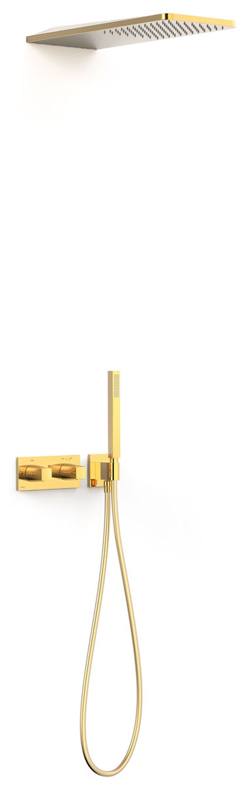 Tres B-System Duschset Unterputz mit Thermostat mit Regenbrause gold 30725205OR