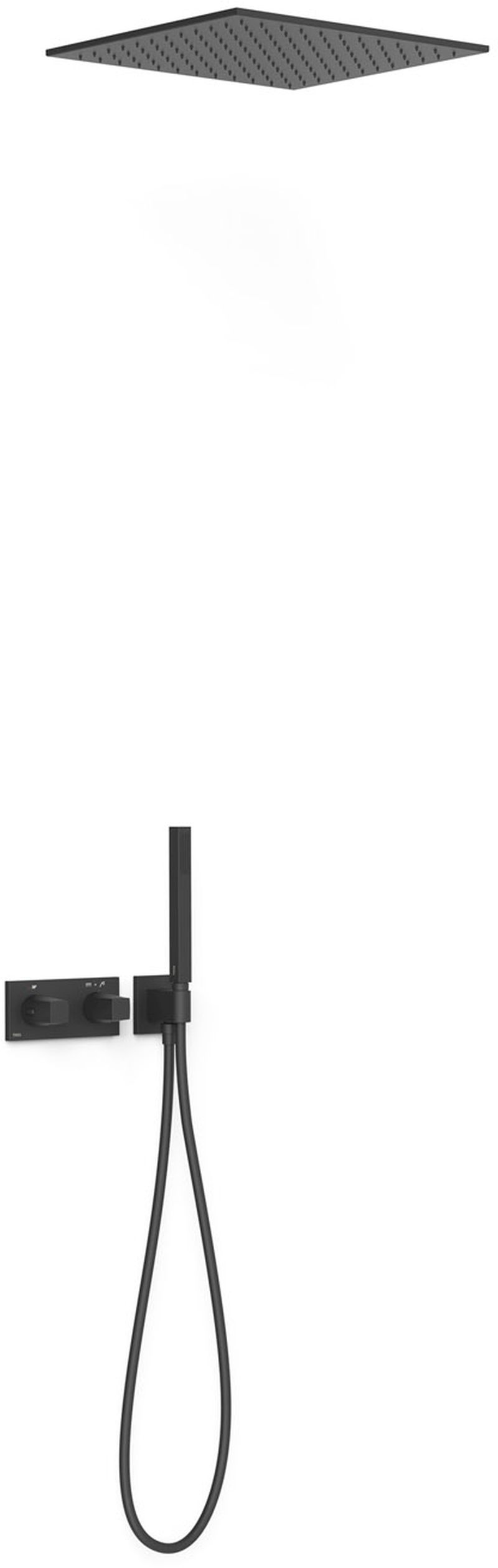 Tres B-System Duschset Unterputz mit Thermostat mit Regenbrause schwarz 30725206NM