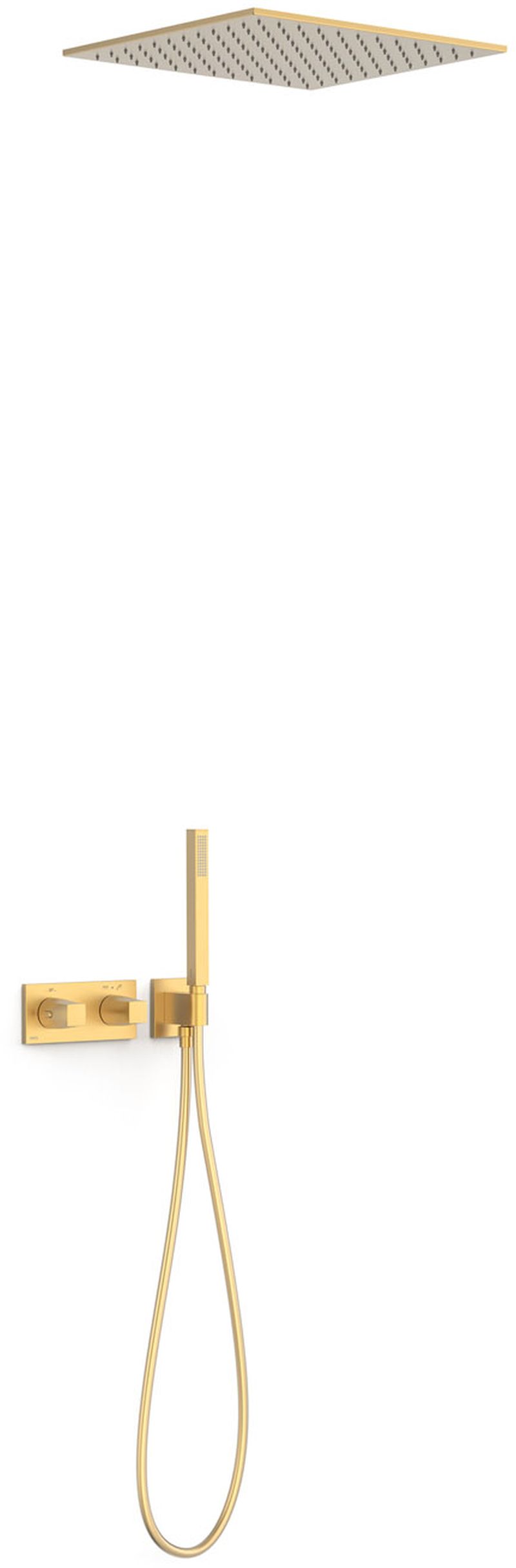Tres B-System Duschset Unterputz mit Thermostat mit Regenbrause gold 30725206OM