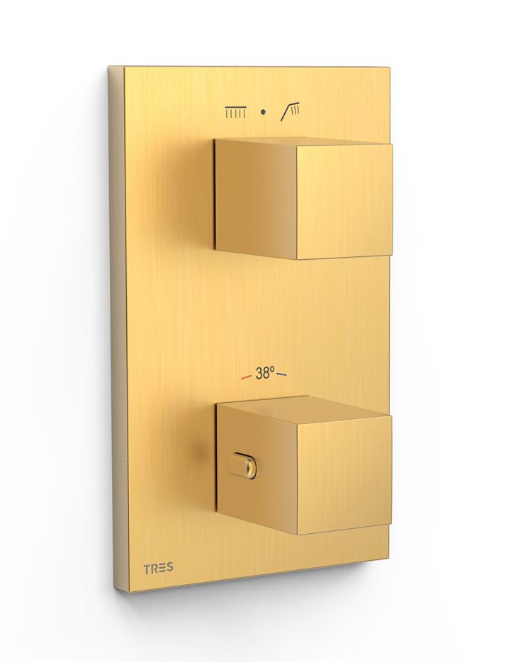 Tres Therm-Box Badewannen- und Duscharmatur Unterputz mit Thermostat gold 00625001OM