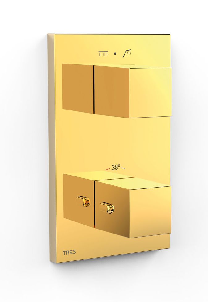 Tres Therm-Box Badewannen- und Duscharmatur Unterputz mit Thermostat gold 00625001OR