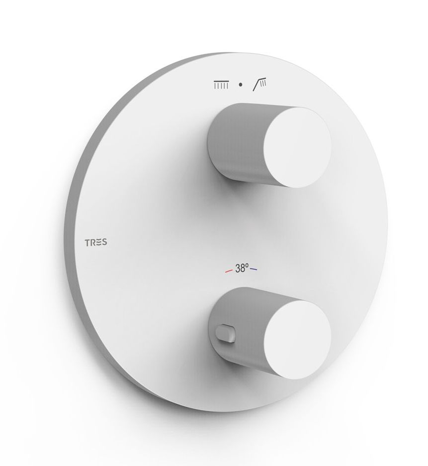 Tres Therm-Box Badewannen- und Duscharmatur Unterputz mit Thermostat weiß 26225001BM