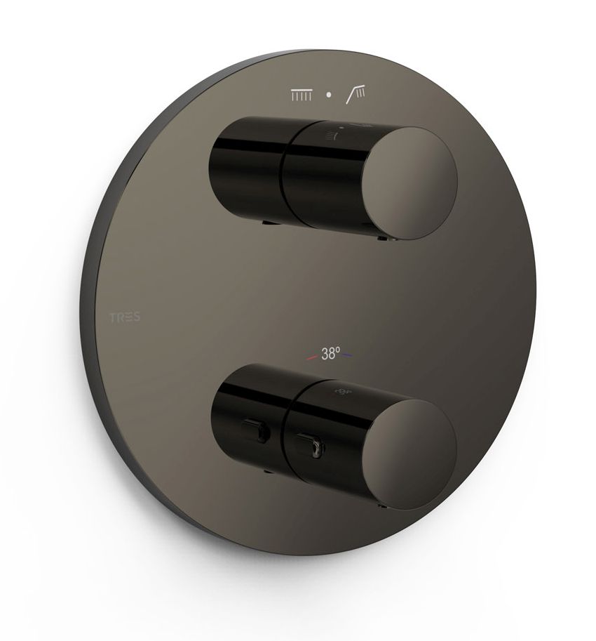 Tres Therm-Box Badewannen- und Duscharmatur Unterputz mit Thermostat schwarz 26225001KM