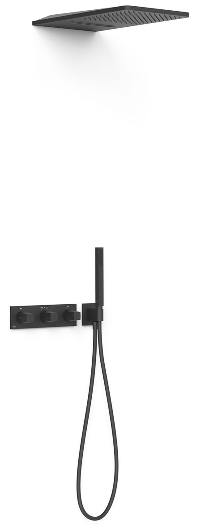 Tres B-System Duschset Unterputz mit Thermostat mit Regenbrause schwarz 30725305NM