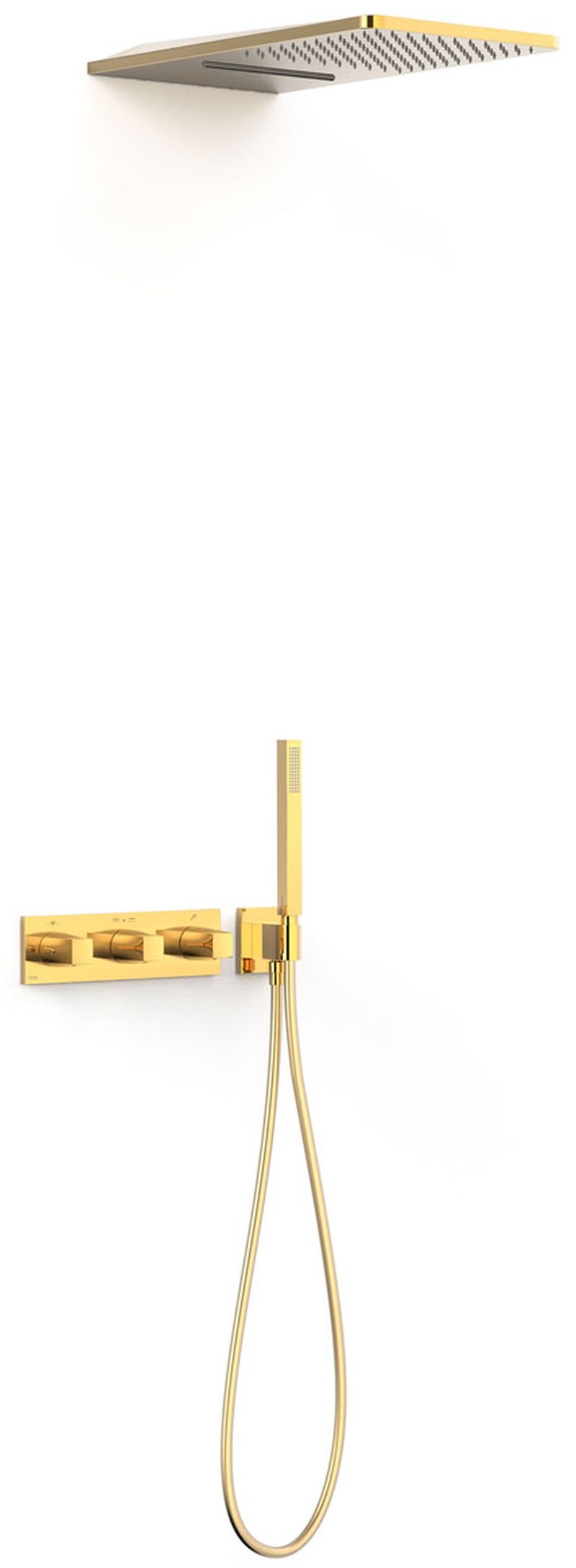 Tres B-System Duschset Unterputz mit Thermostat mit Regenbrause gold 30725305OR