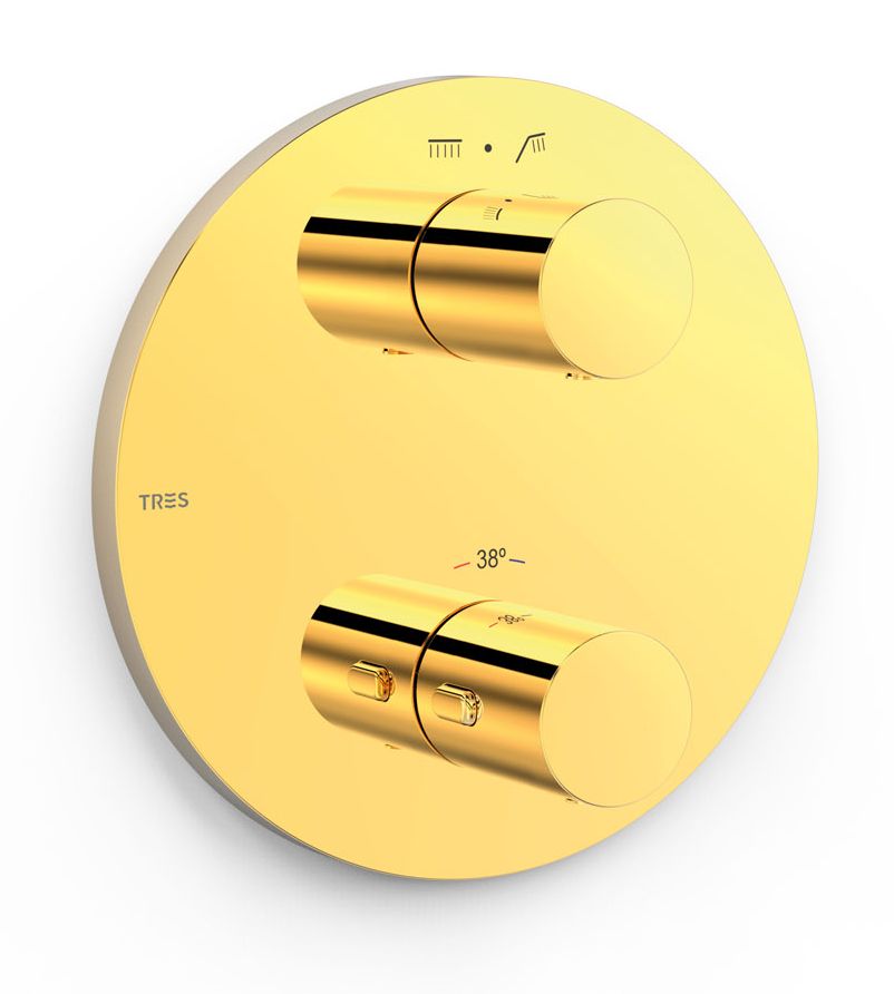 Tres Therm-Box Badewannen- und Duscharmatur Unterputz mit Thermostat gold 26225001OR