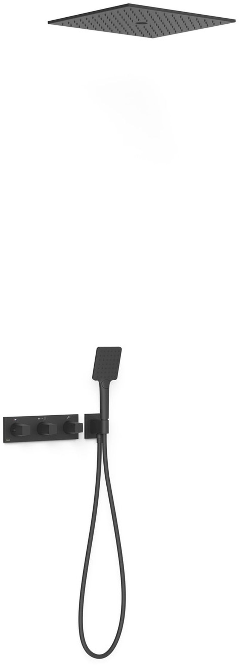 Tres B-System Duschset Unterputz mit Thermostat mit Regenbrause schwarz 30725306NM