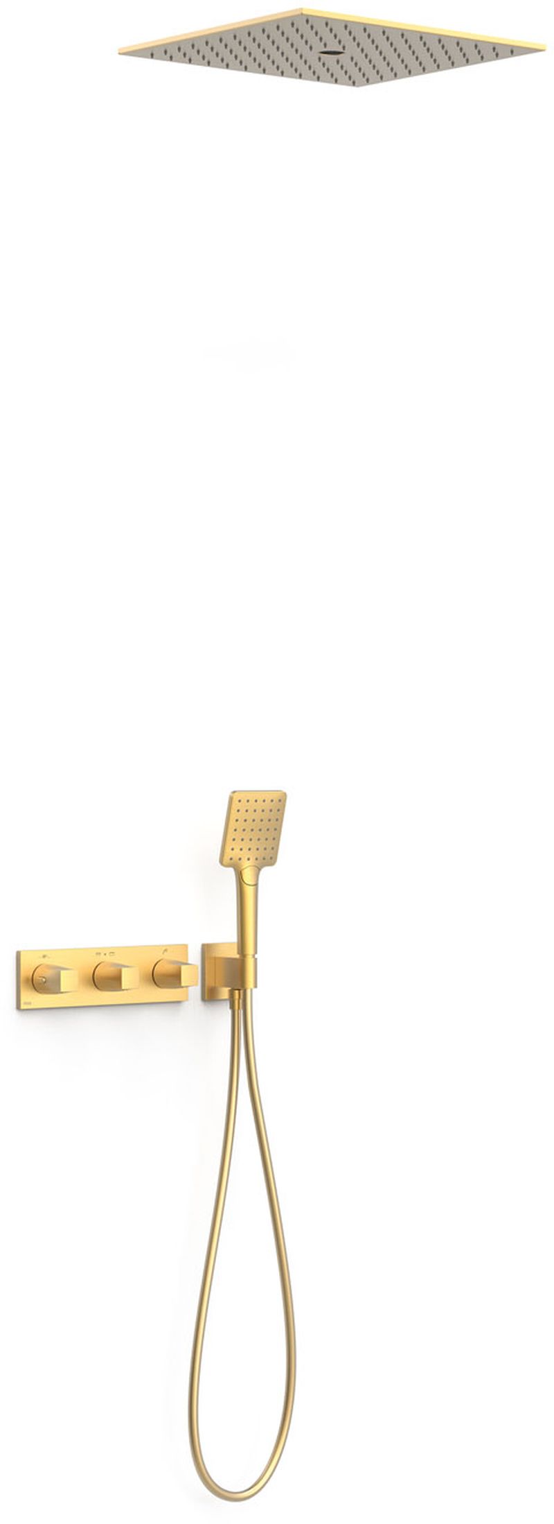 Tres B-System Duschset Unterputz mit Thermostat mit Regenbrause gold 30725306OM