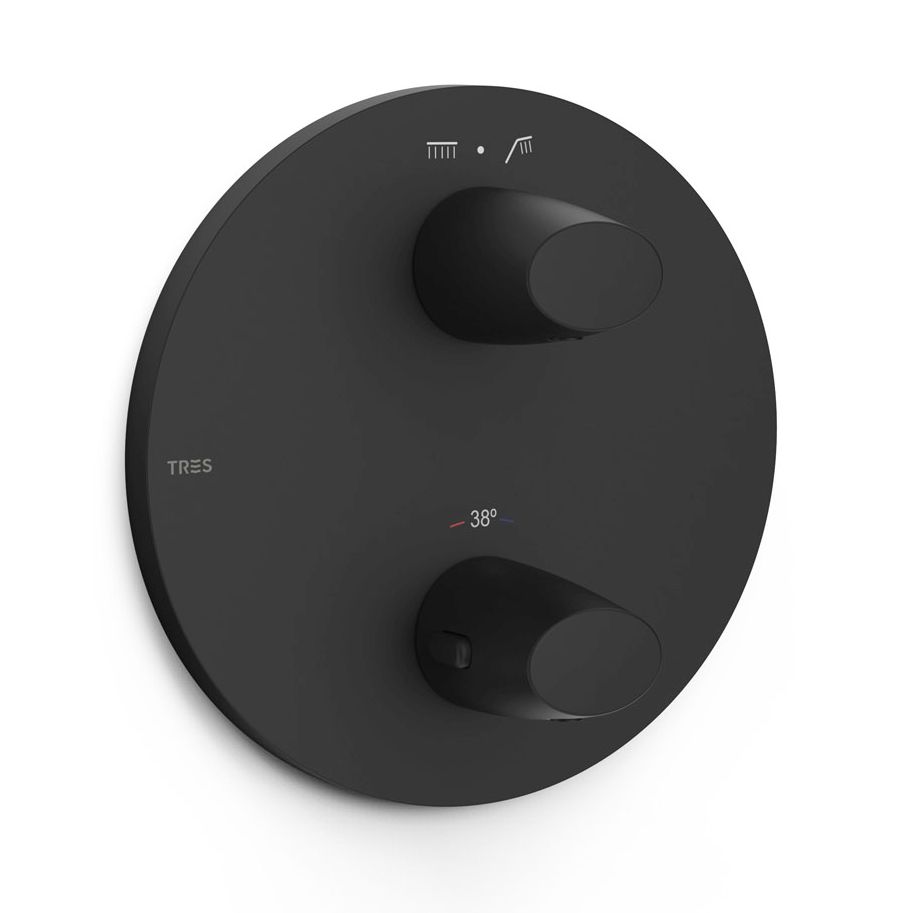 Tres Therm-Box Badewannen- und Duscharmatur Unterputz mit Thermostat schwarz 28125001NM