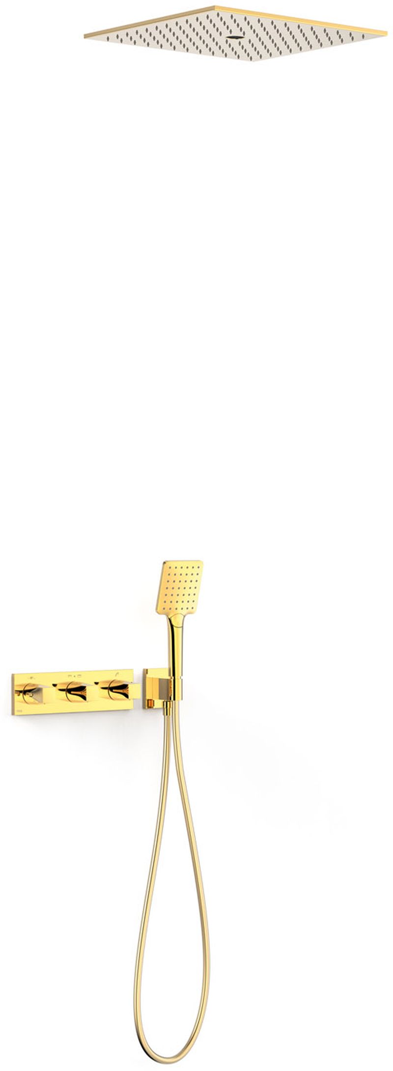 Tres B-System Duschset Unterputz mit Thermostat mit Regenbrause gold 30725306OR