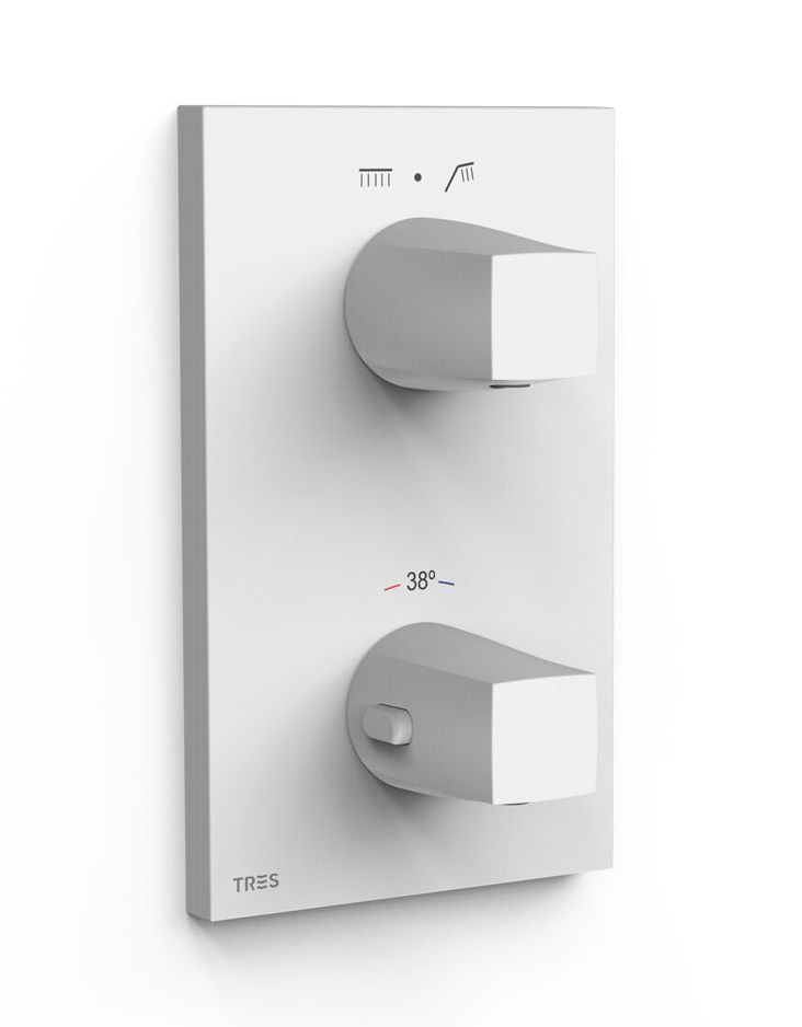 Tres Therm-Box Badewannen- und Duscharmatur Unterputz mit Thermostat weiß 21125001BM