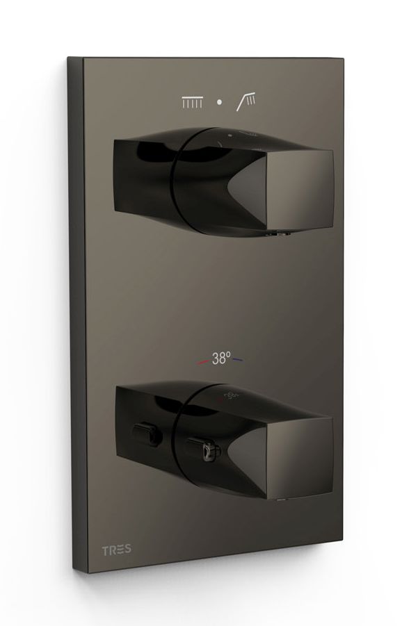 Tres Therm-Box Badewannen- und Duscharmatur Unterputz mit Thermostat schwarz 21125001KM