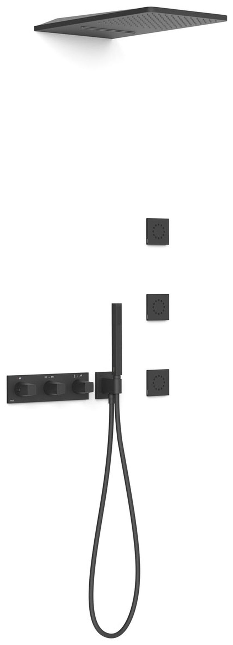 Tres B-System Duschset Unterputz mit Thermostat mit Regenbrause schwarz 30725405NM