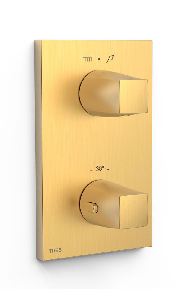 Tres Therm-Box Badewannen- und Duscharmatur Unterputz mit Thermostat gold 21125001OM