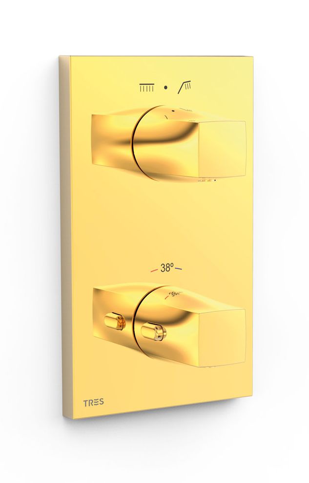 Tres Therm-Box Badewannen- und Duscharmatur Unterputz mit Thermostat gold 21125001OR