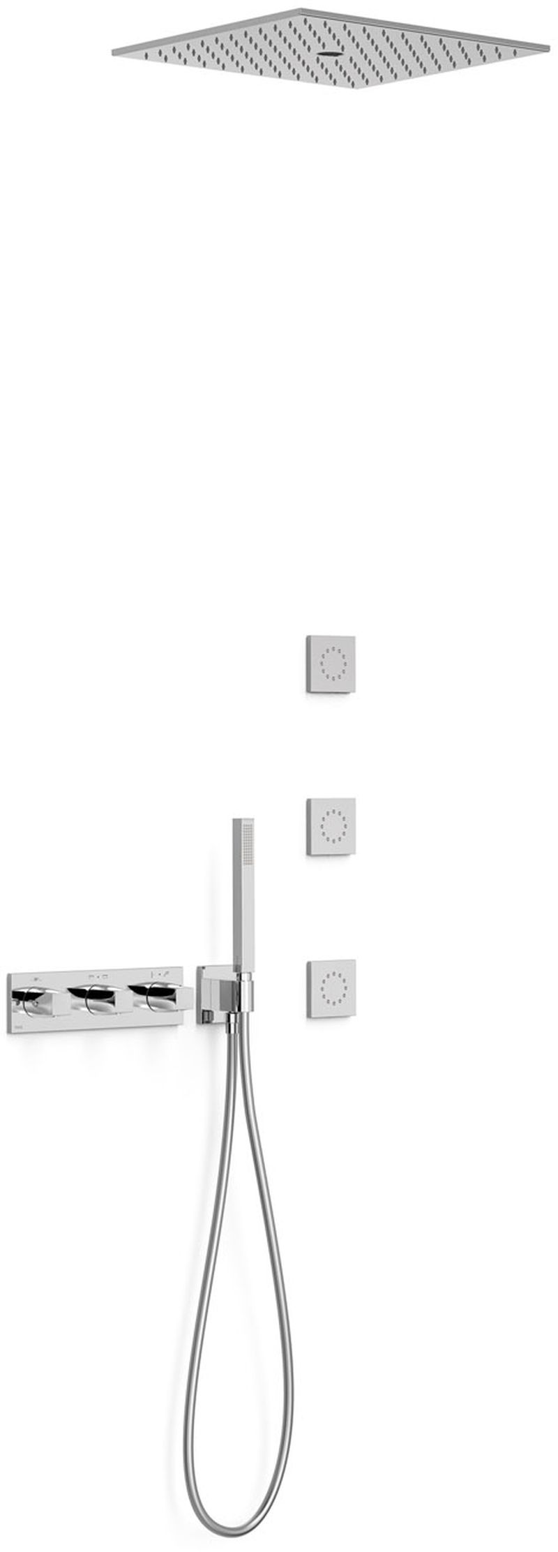Tres B-System Duschset Unterputz mit Thermostat mit Regenbrause chrom 30725406