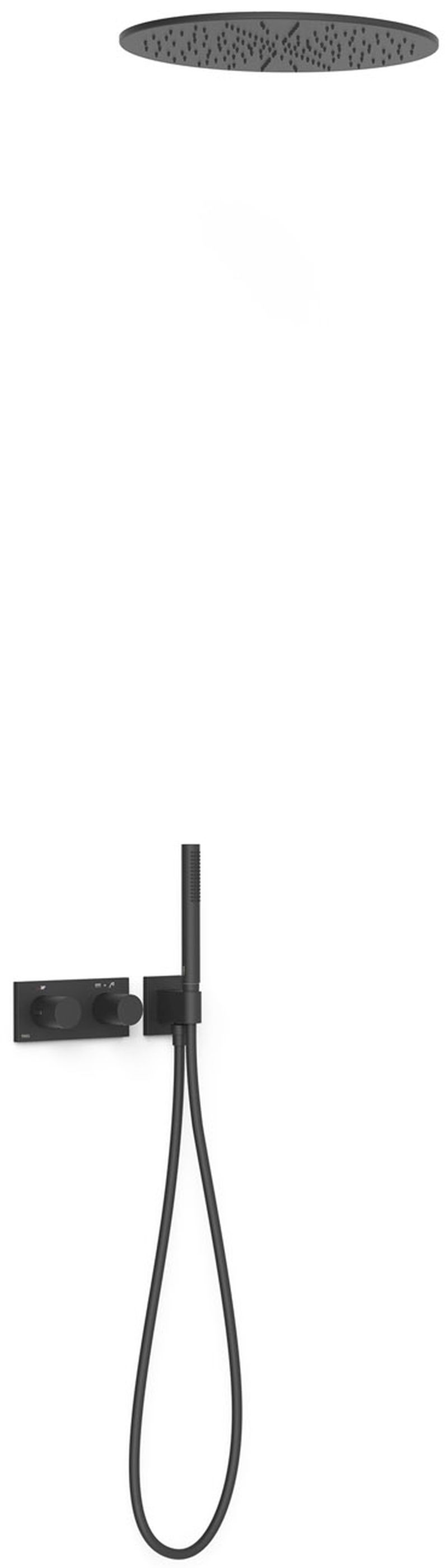 Tres B-System Duschset Unterputz mit Thermostat mit Regenbrause schwarz 30735206NM