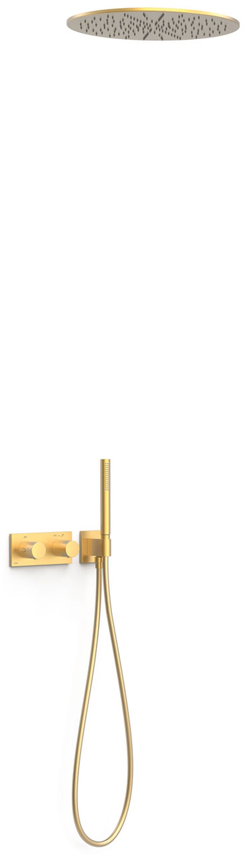 Tres B-System Duschset Unterputz mit Thermostat mit Regenbrause gold 30735206OM