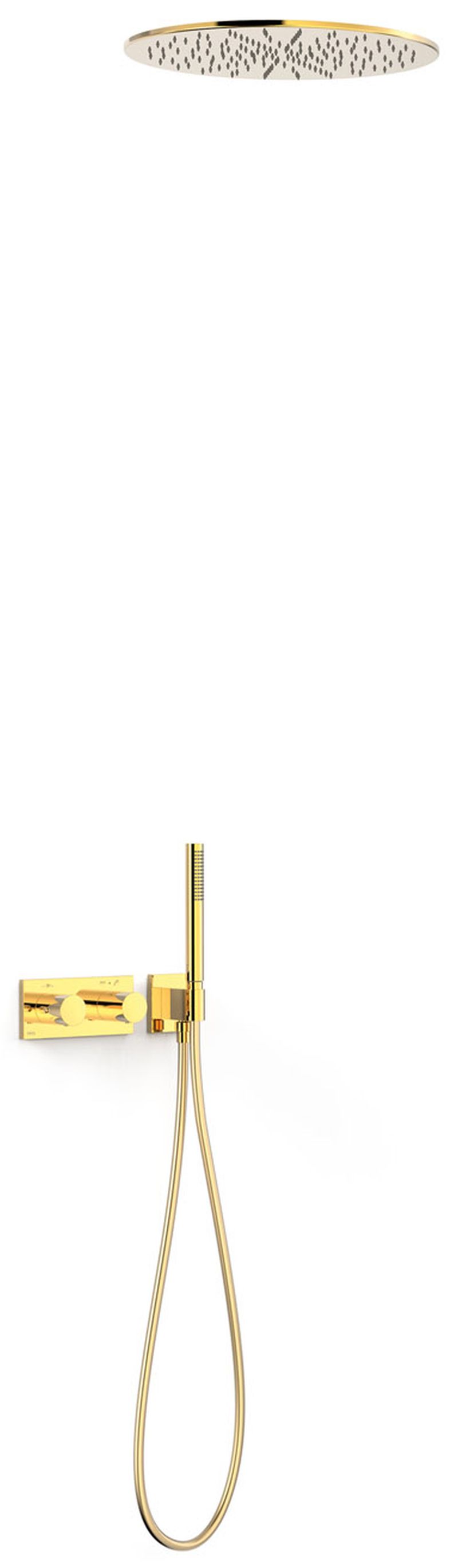 Tres B-System Duschset Unterputz mit Thermostat mit Regenbrause gold 30735206OR