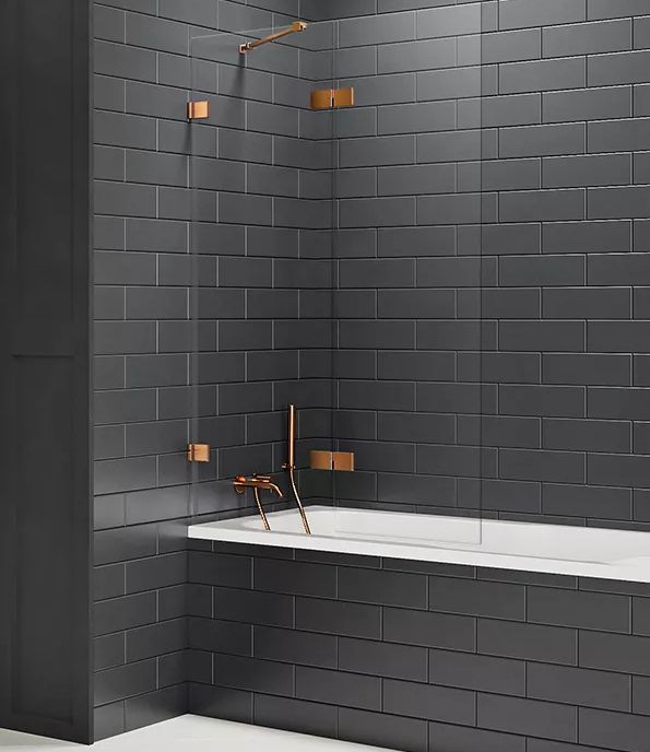 New Trendy Avexa Copper Brushed Badewannenabtrennung 100 cm zweigeteilt kupfer gebürstet/durchsichtiges Glas EXK-3808