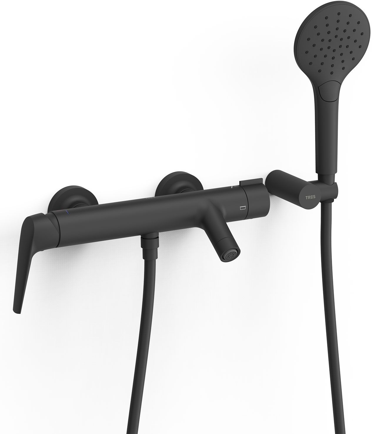 Tres Fuji Badewannen- und Duscharmatur Wandmontage schwarz 28117001NM