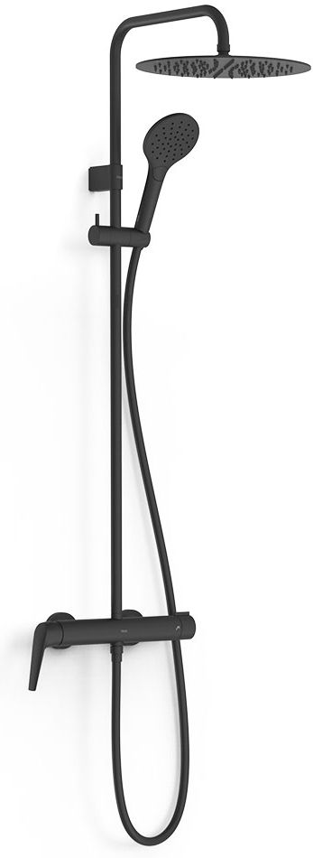 Tres Fuji Duschset Wandmontage mit Regenbrause schwarz 28119101NM