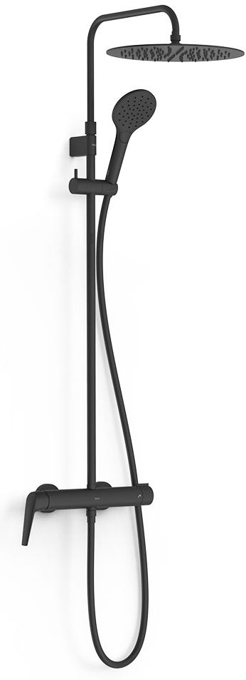 Tres Fuji Duschset Wandmontage mit Regenbrause schwarz 28119701NM
