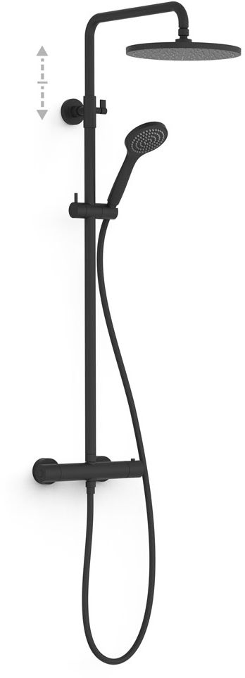 Tres Base Duschset Wandmontage mit Thermostat mit Regenbrause schwarz 21639502NM