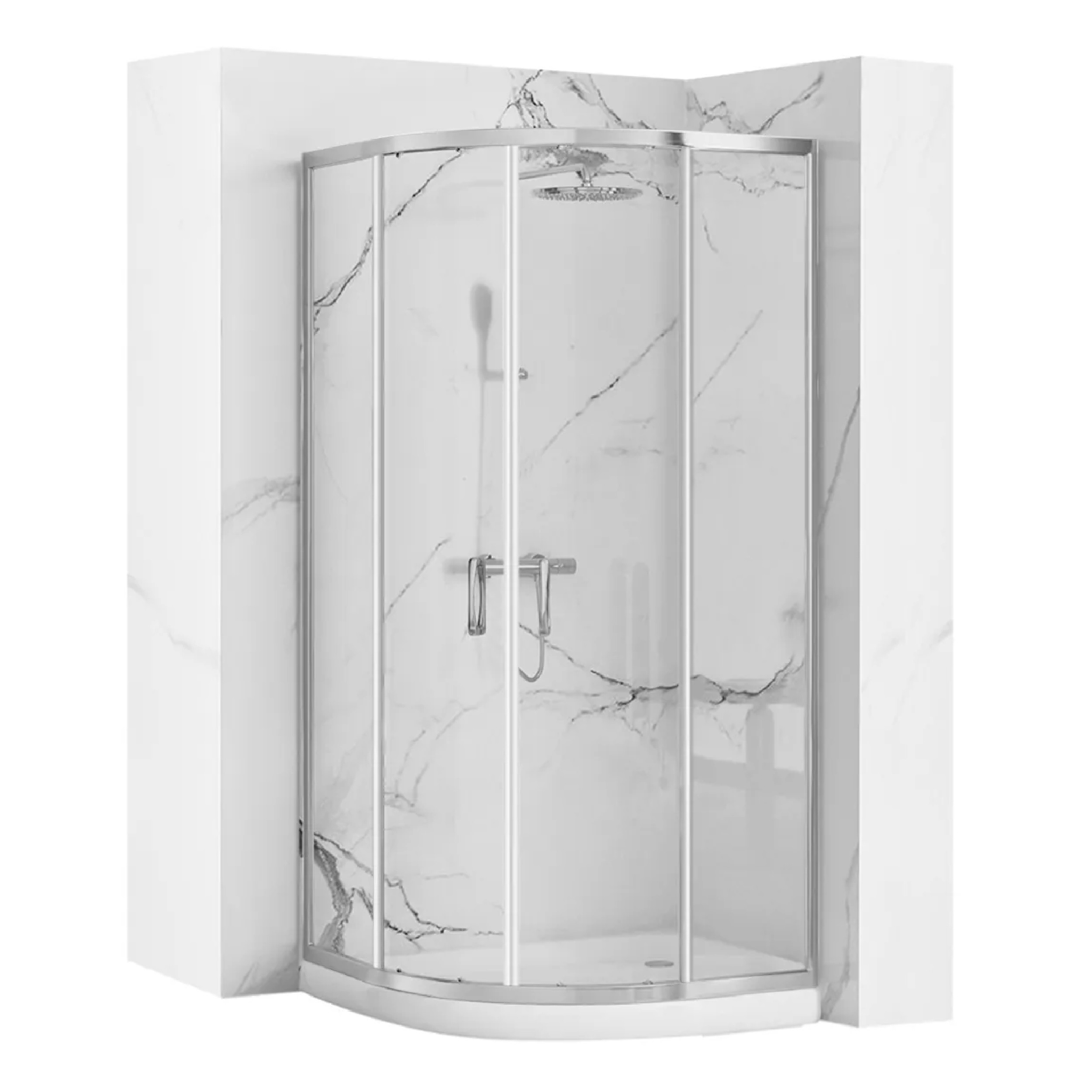 Rea Look Dusche 80x80 cm halbrund chrom Glanz/durchsichtiges Glas REA-K7904
