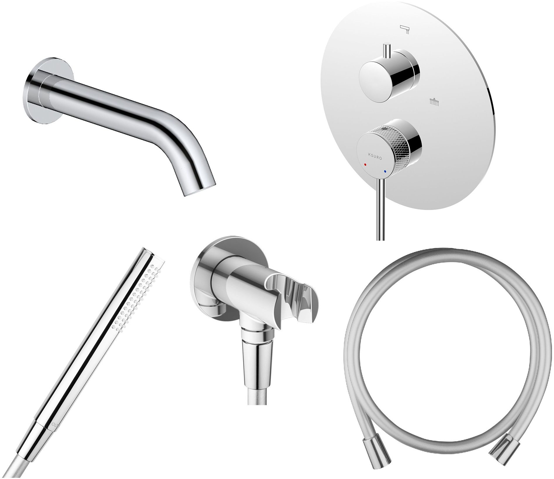 Set Badewannen- und Duscharmatur Ksuro 01 13002010, Auslauf für Badewannenarmatur Oltens Molle 39100100, 37102100, 39304100, 37200100