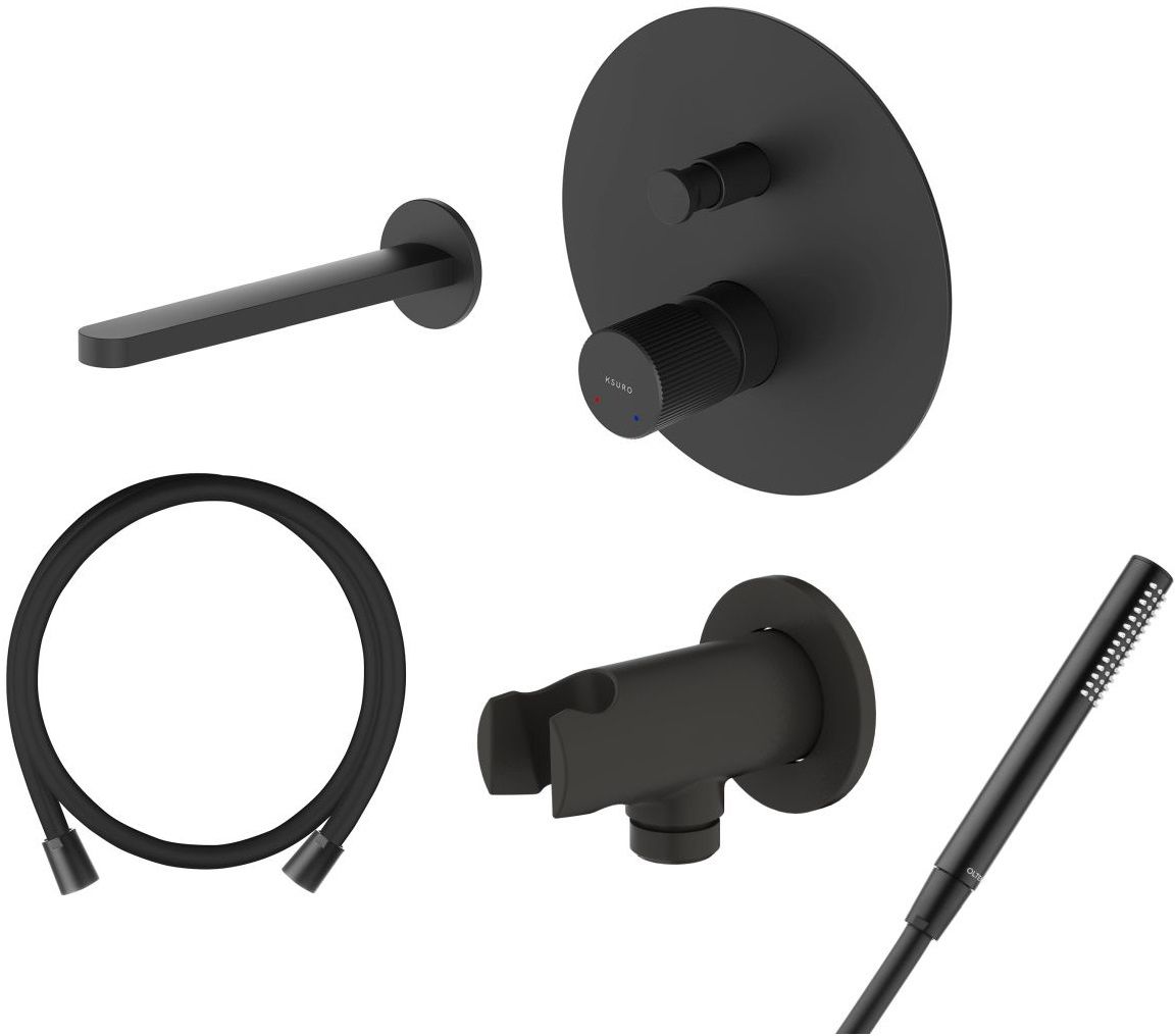 Set Badewannen- und Duscharmatur Ksuro 02 13006030, Auslauf für Badewannenarmatur Ksuro 02 19000030, 39304300, 37102300, 37200300