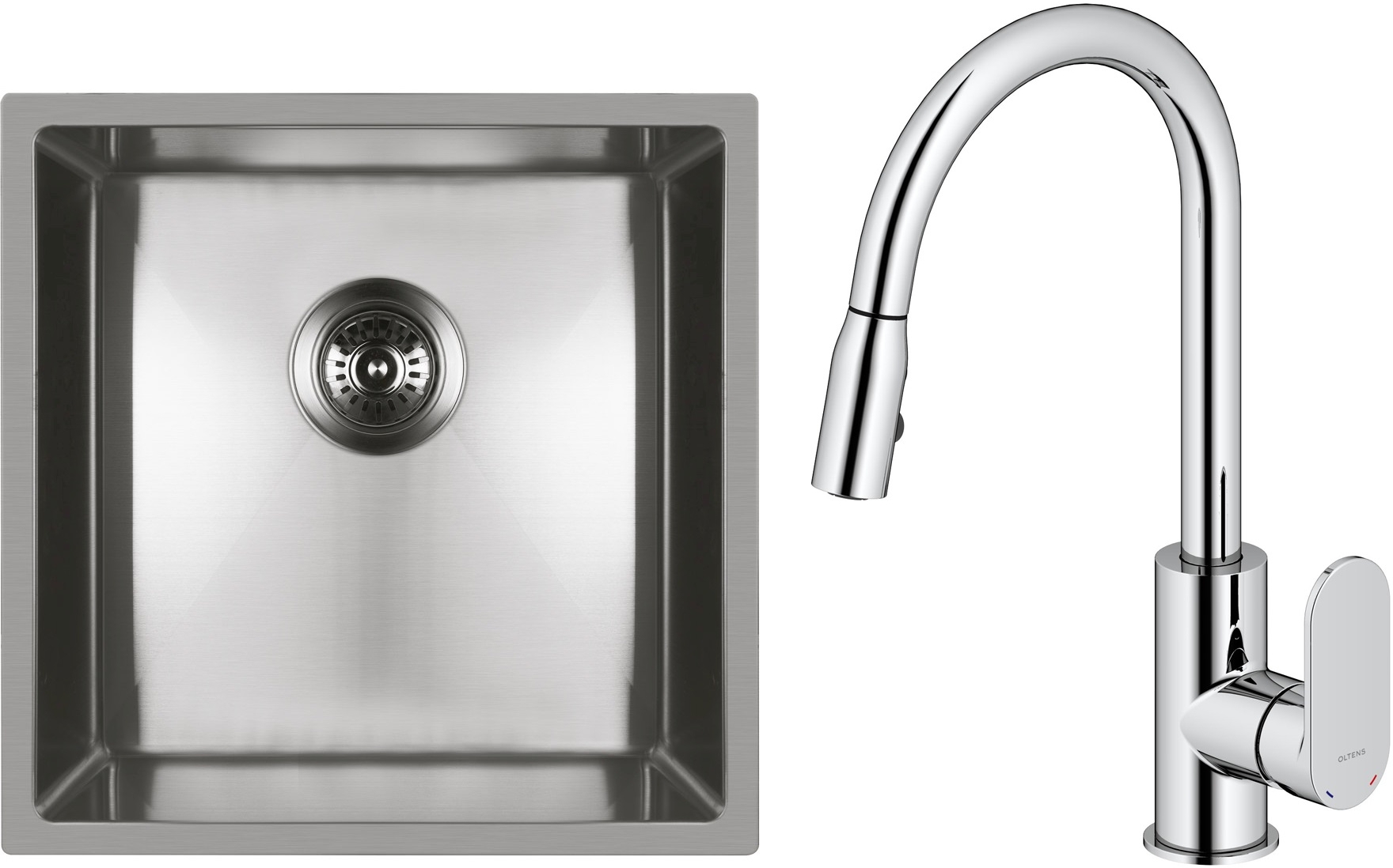 Set Stahlspüle Oltens Stalvask 71100100, Küchenarmatur Oltens Lista 35202100