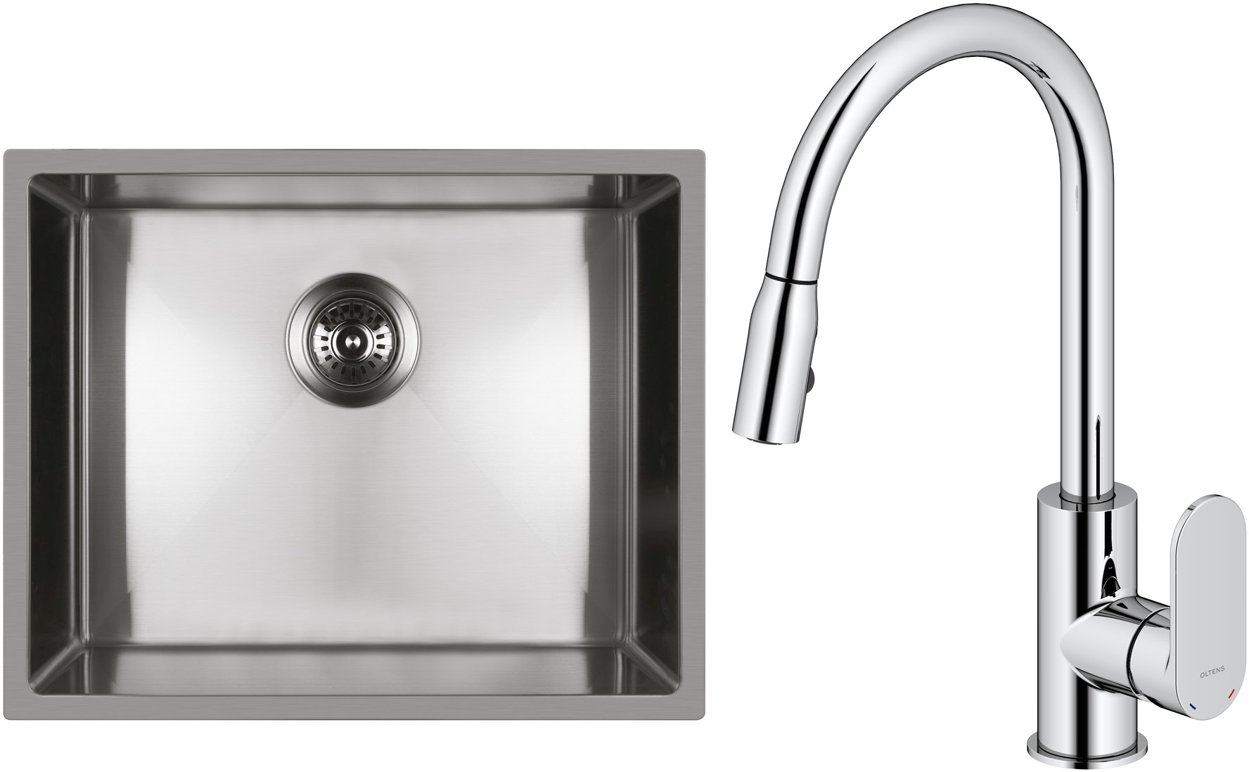 Set Stahlspüle Oltens Stalvask 71101100, Küchenarmatur Oltens Lista 35202100