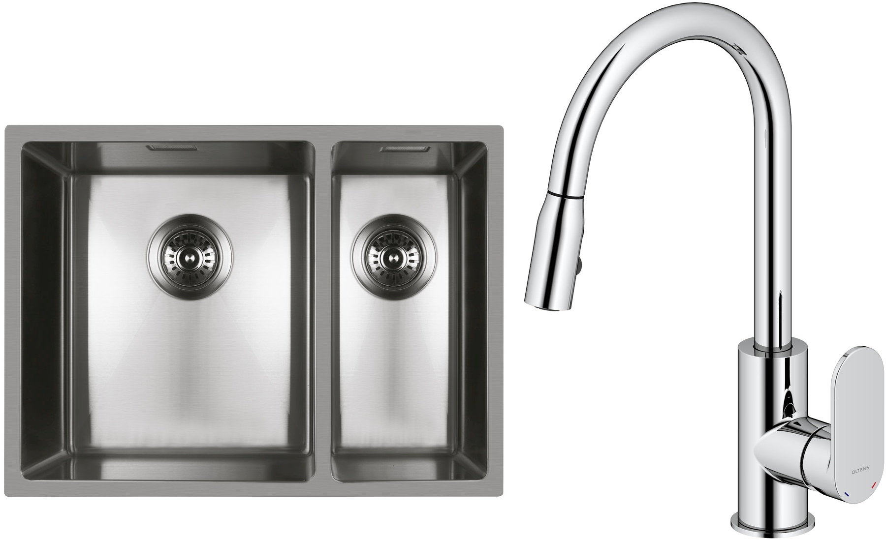 Set Stahlspüle Oltens Stalvask 71200100, Küchenarmatur Oltens Lista 35202100