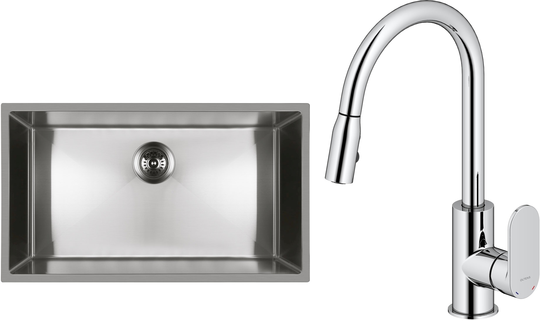 Set Stahlspüle Oltens Stalvask 71102100, Küchenarmatur Oltens Lista 35202100