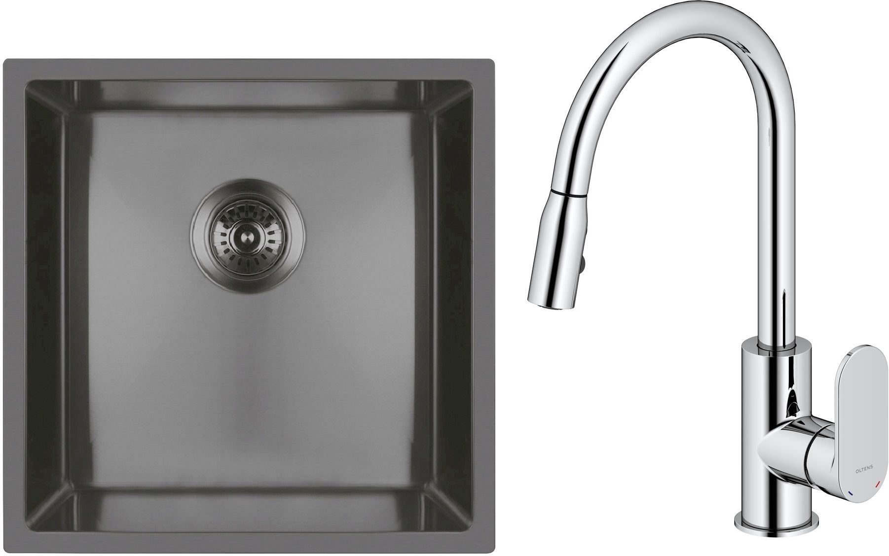 Set Stahlspüle Oltens Stalvask 71100300, Küchenarmatur Oltens Lista 35202100