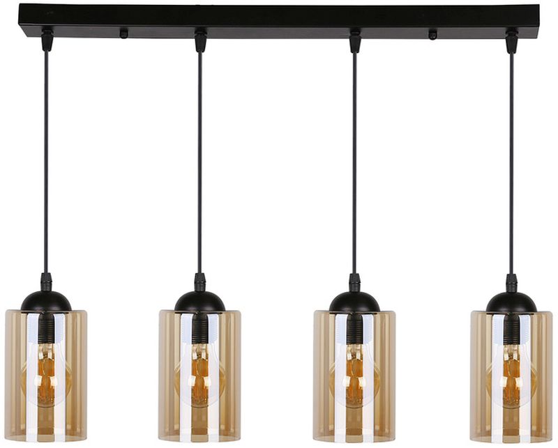 Candellux Bistro Pendelleuchte 4x40 W schwarz-bernstein 34-00552