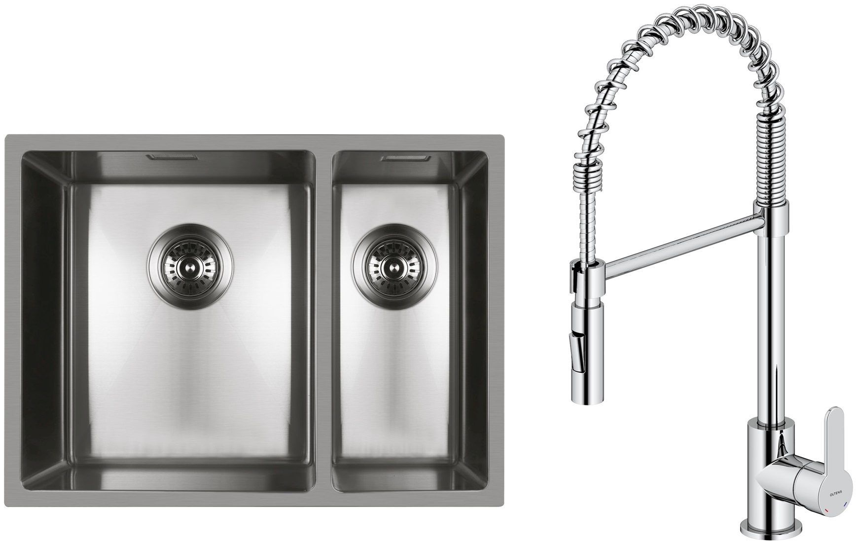 Set Stahlspüle Oltens Stalvask 71200100, Küchenarmatur Oltens Duf 35203100