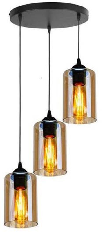 Candellux Bistro Pendelleuchte 3x40 W schwarz-bernstein 33-00576