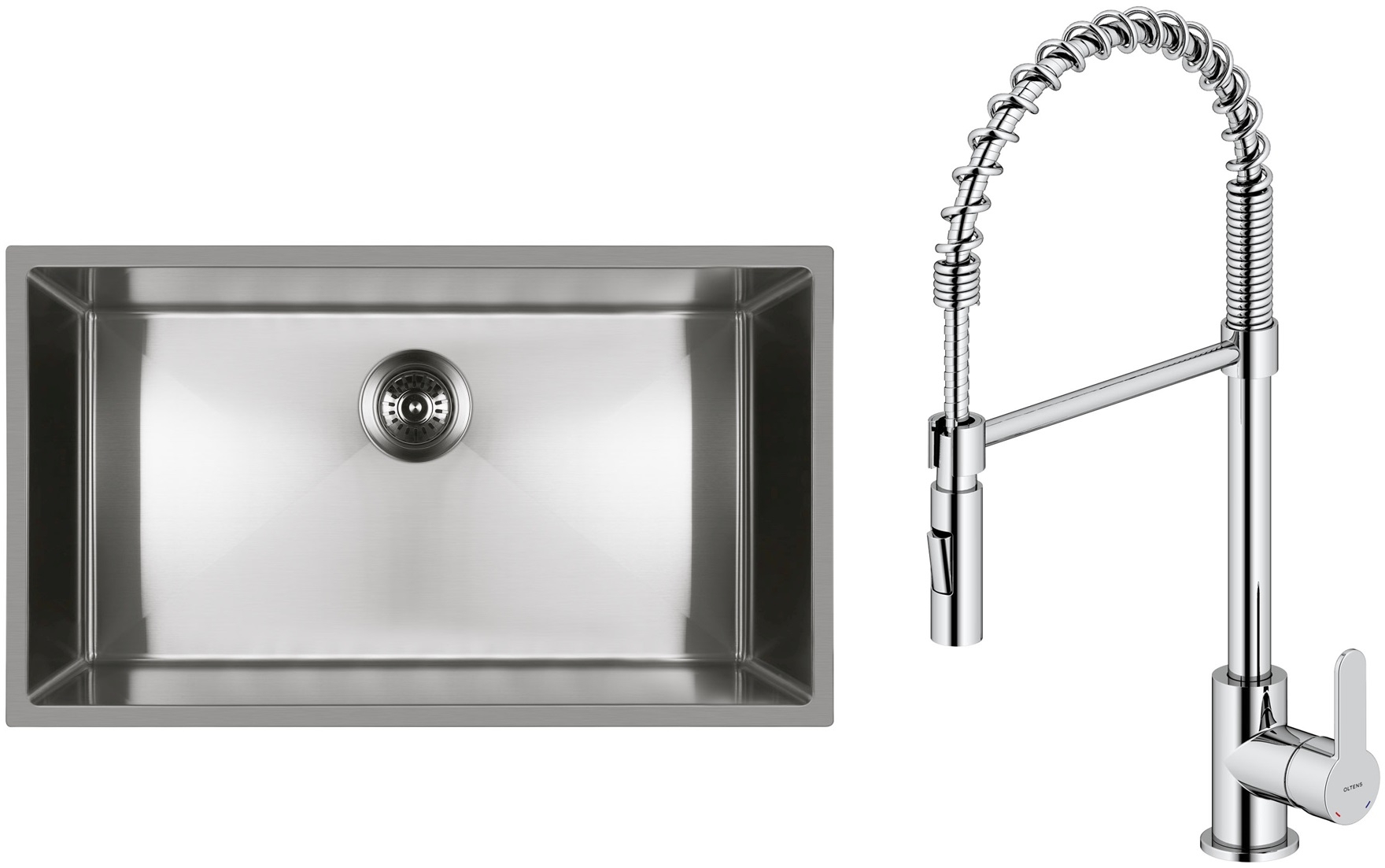 Set Stahlspüle Oltens Stalvask 71102100, Küchenarmatur Oltens Duf 35203100