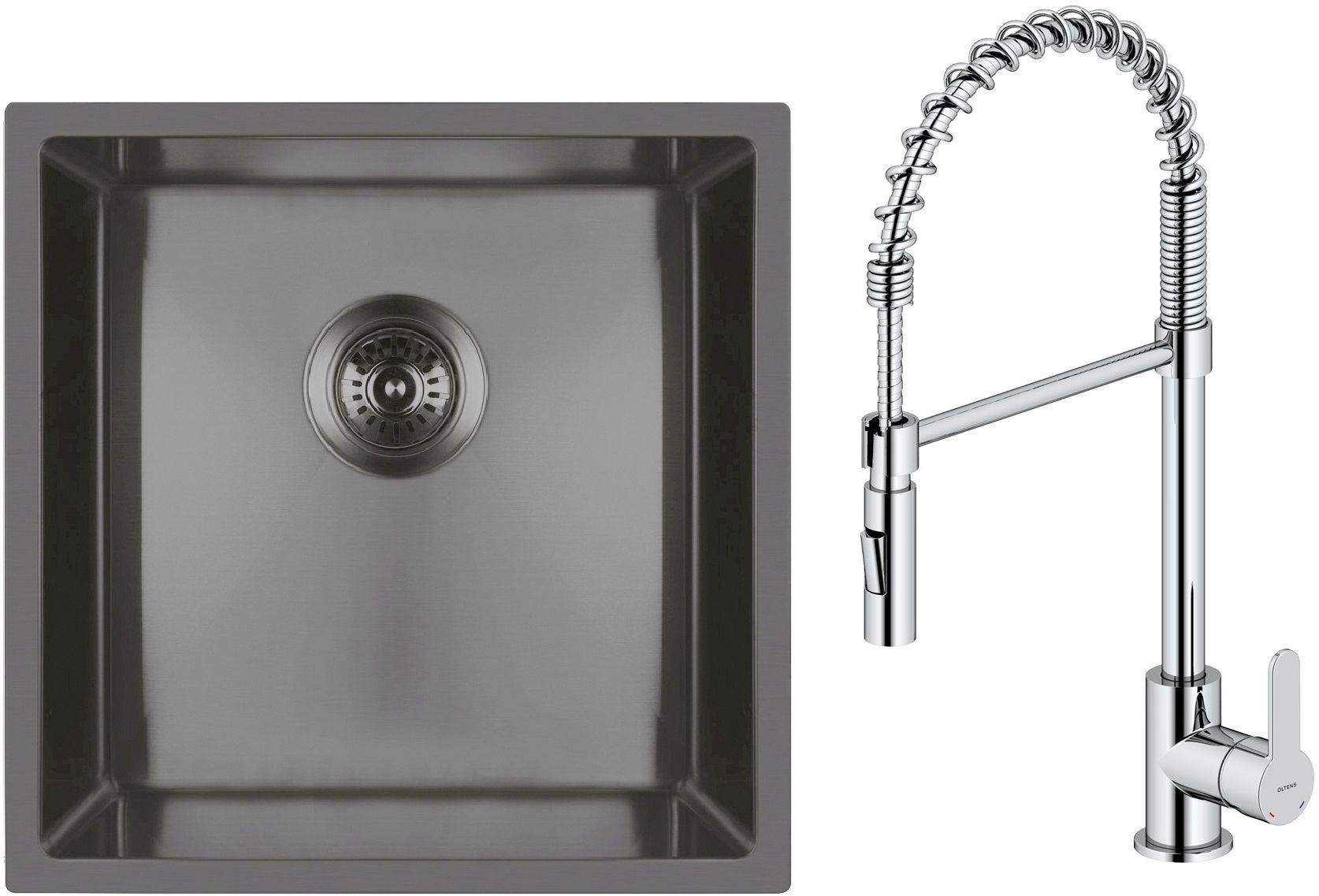 Set Stahlspüle Oltens Stalvask 71100300, Küchenarmatur Oltens Duf 35203100
