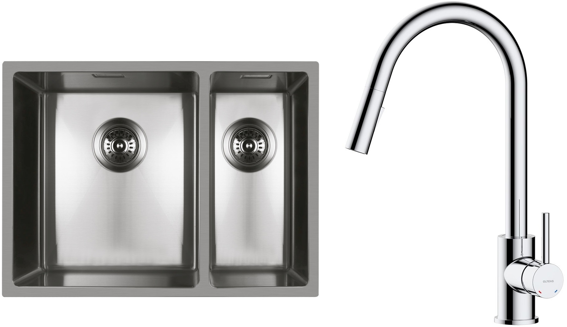 Set Stahlspüle Oltens Stalvask 71200100, Küchenarmatur Oltens Litla 35204100