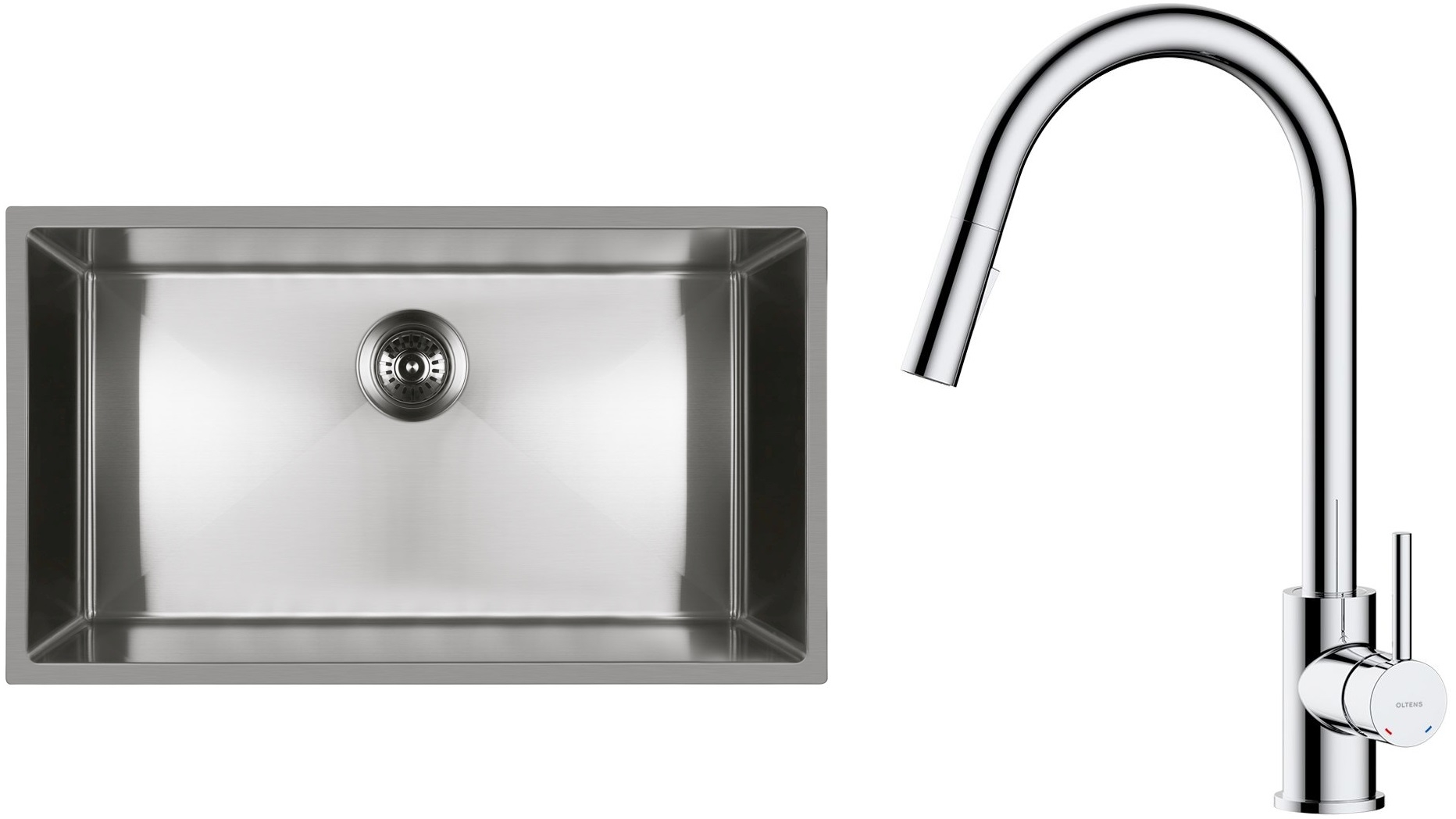 Set Stahlspüle Oltens Stalvask 71102100, Küchenarmatur Oltens Litla 35204100