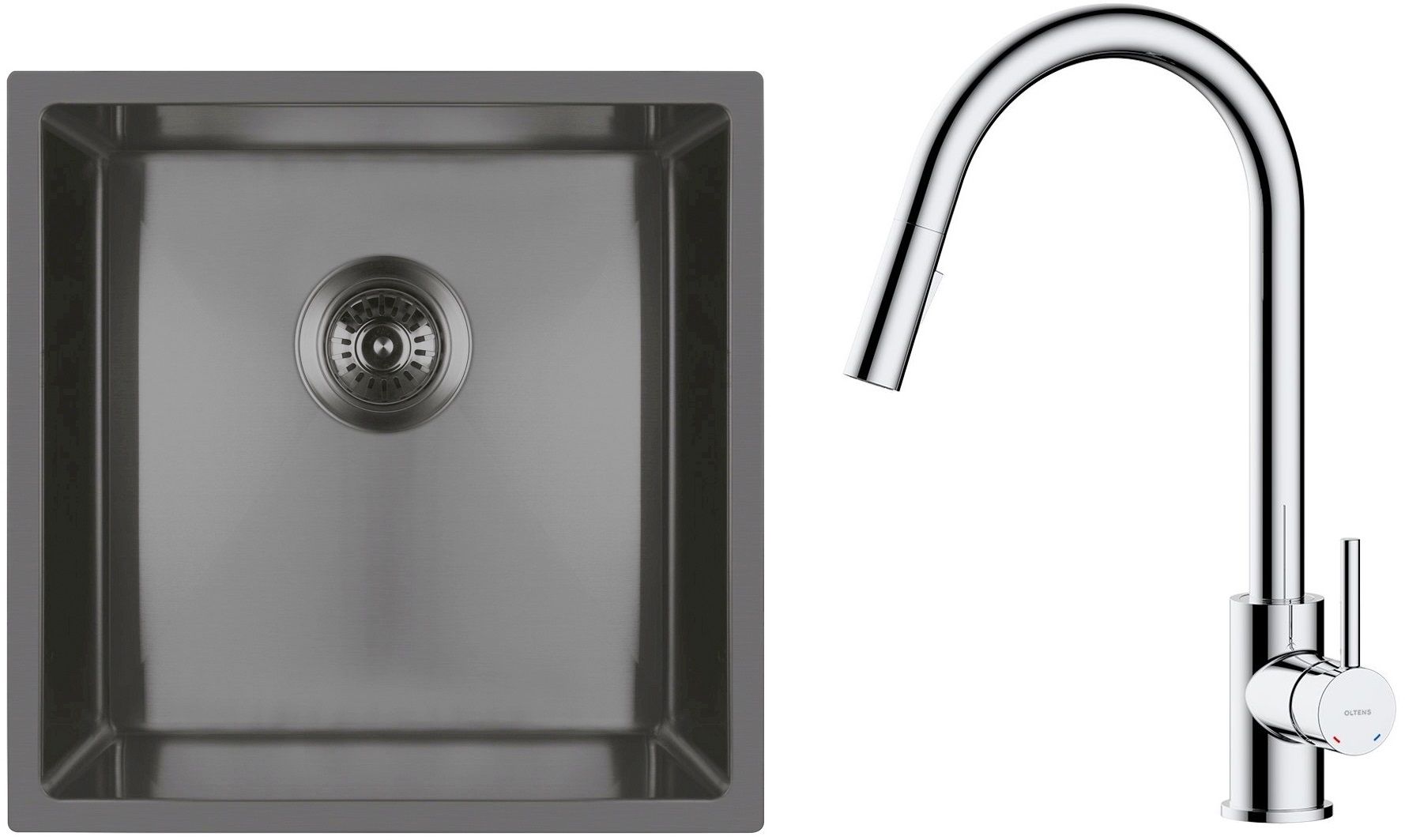 Set Stahlspüle Oltens Stalvask 71100300, Küchenarmatur Oltens Litla 35204100