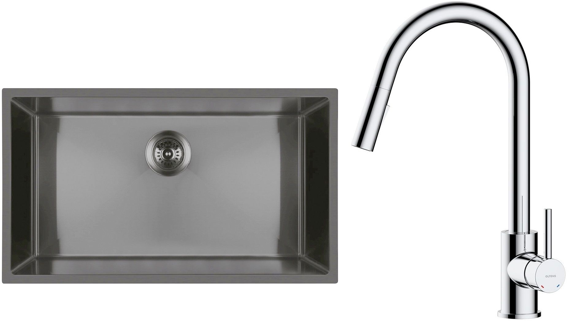 Set Stahlspüle Oltens Stalvask 71102300, Küchenarmatur Oltens Litla 35204100