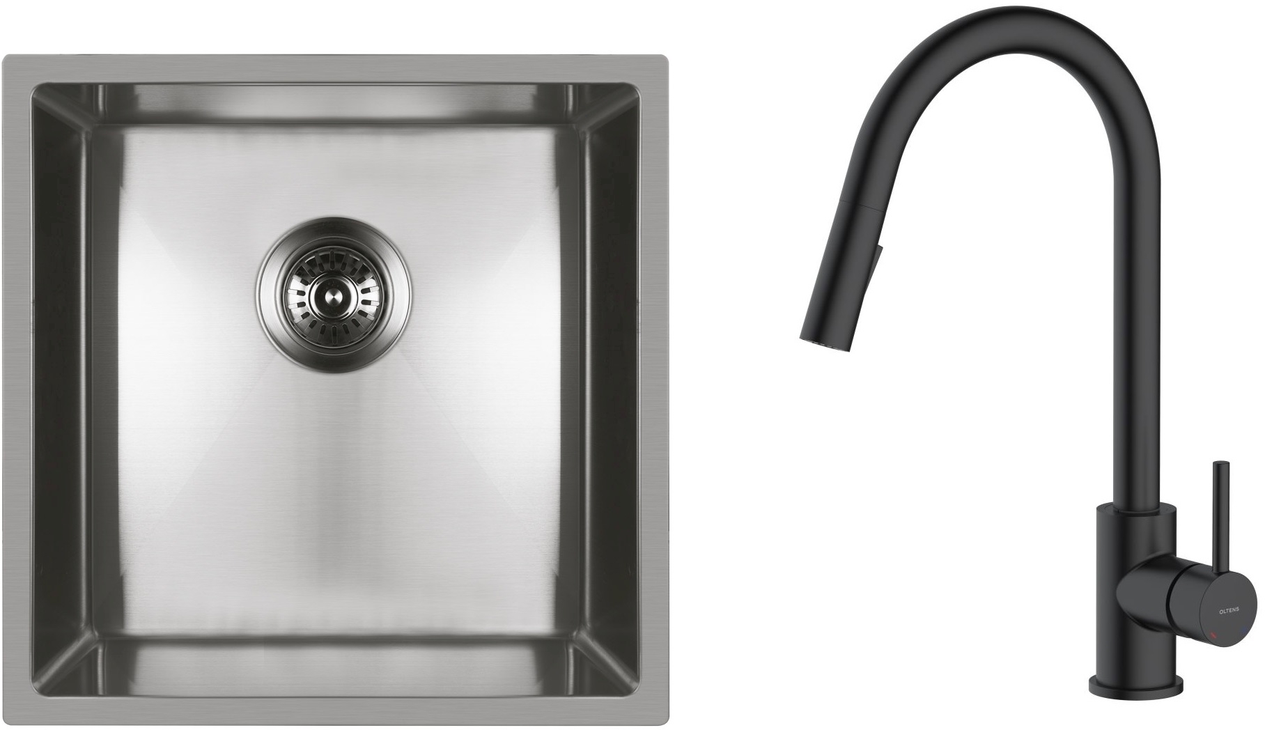 Set Stahlspüle Oltens Stalvask 71100100, Küchenarmatur Oltens Litla 35204300
