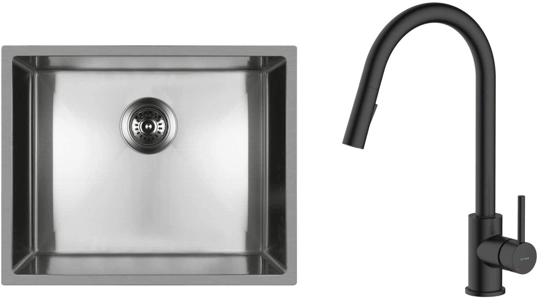Set Stahlspüle Oltens Stalvask 71101100, Küchenarmatur Oltens Litla 35204300